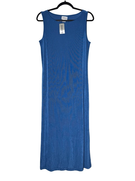 Chico's Dresses & Skirts - Chico’s Travelers Blue Maxi Dress Medium Sleeveless Slinky Stretch USA Made NWT
